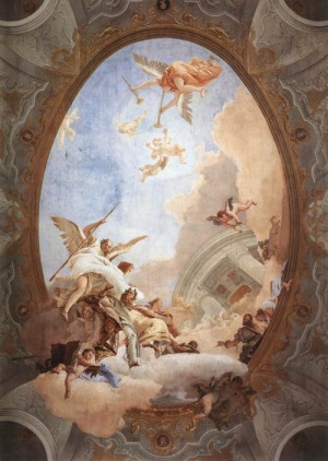 Oil fantasy and mythology Painting - Allegory of Merit Accompanied by Nobility and Virtue 1757-58 by Tiepolo, Giovanni Battista