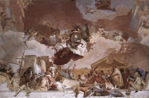 Oil fantasy and mythology Painting - Apollo and the Continents (Europe, overall view)     1752-53 by Tiepolo, Giovanni Battista