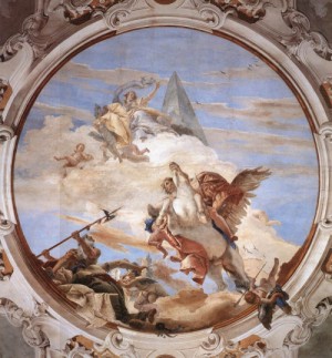 Oil fantasy and mythology Painting - Bellerophon on Pegasus     1746-47   diameter c. 600 cm by Tiepolo, Giovanni Battista