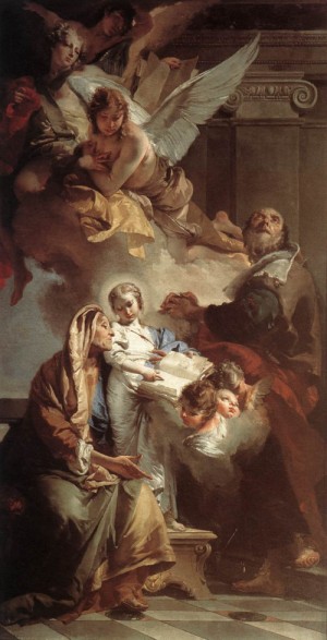 Oil fantasy and mythology Painting - Education of the Virgin    1732 by Tiepolo, Giovanni Battista