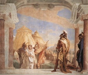 Oil fantasy and mythology Painting - Eurybates and Talthybios Lead Briseis to Agamemmon     1757 by Tiepolo, Giovanni Battista