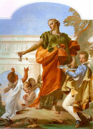 Oil fantasy and mythology Painting - Generosity Bestowing her Gifts 1734 by Tiepolo, Giovanni Battista