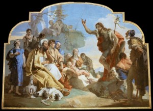Oil fantasy and mythology Painting - John the Baptist Preaching    1732-33 by Tiepolo, Giovanni Battista