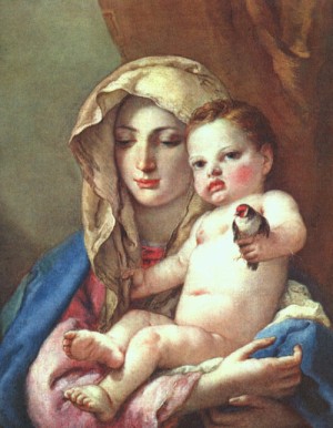 Oil fantasy and mythology Painting - Madonna of the Goldfinch   c. 1760 by Tiepolo, Giovanni Battista