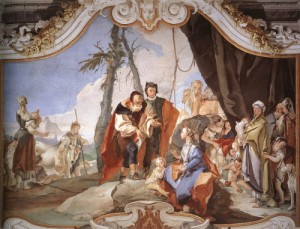 Oil fantasy and mythology Painting - Rachel Hiding the Idols from her Father Laban    1726-29 by Tiepolo, Giovanni Battista