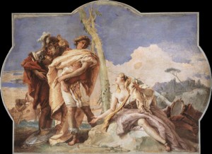 Oil fantasy and mythology Painting - Rinaldo Abandoning Armida     1757 by Tiepolo, Giovanni Battista