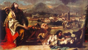 Oil fantasy and mythology Painting - St. Thecla Liberating the City of Este from the Plague, detail, 1759 by Tiepolo, Giovanni Battista