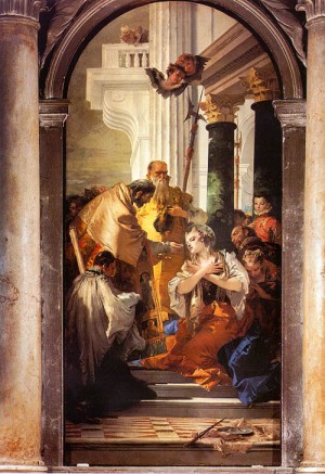 Oil fantasy and mythology Painting - The Last Communion of St. Lucy, 1747-48 by Tiepolo, Giovanni Battista
