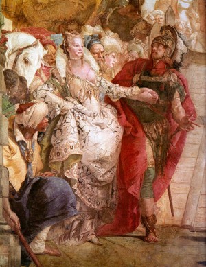 Oil fantasy and mythology Painting - The Meeting of Anthony and Cleopatra, detail, 1746-47 by Tiepolo, Giovanni Battista
