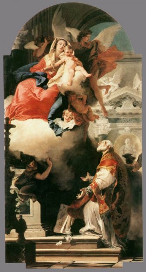 Oil fantasy and mythology Painting - The Virgin Appearing to St Philip Neri   1740 by Tiepolo, Giovanni Battista