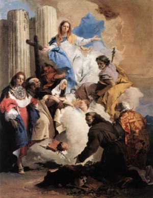 Oil fantasy and mythology Painting - The Virgin with Six Saints    1737-40 by Tiepolo, Giovanni Battista