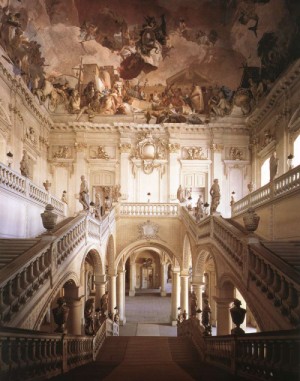 Oil fantasy and mythology Painting - View of the stairwell by Tiepolo, Giovanni Battista