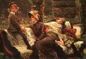 Oil tissot, james Painting - Le Banc de Jardin (The Garden Bench), 1882 by Tissot, James