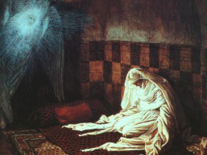 Oil tissot, james Painting - The Annunciation, 1886-96 by Tissot, James