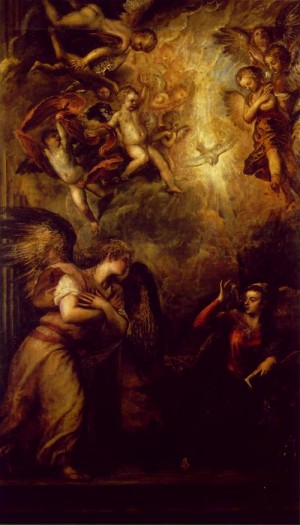 Oil annunciation Painting - Annunciation  1559-62 by Titian