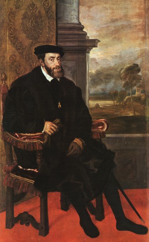 Oil titian Painting - Charles V Seated, 1548 by Titian