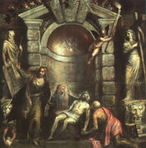 Oil titian Painting - Entombment (Pieta), 1576 by Titian