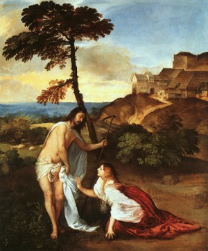 Oil titian Painting - Noli Me Tangere, 1511-12 by Titian