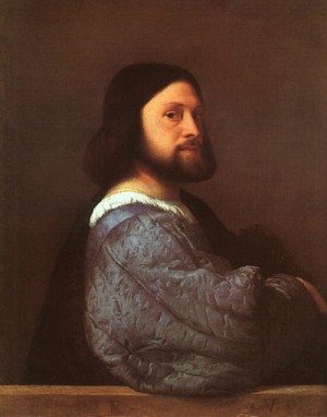 Oil titian Painting - Portrait of a Man, 1508-1510 by Titian