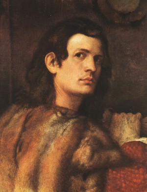 Oil titian Painting - Portrait of a Man, 1512-13 by Titian