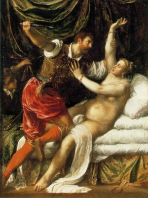 Oil titian Painting - Rape of Lucretia (Tarquin and Lucretia)  1568-71 by Titian