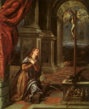 Oil titian Painting - St. Catherine of Alexandria at Prayer, 1567-68 by Titian