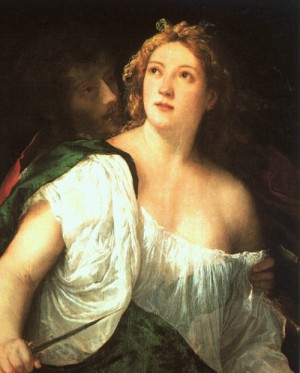 Oil titian Painting - Suicide of Lucretia, 1515 by Titian