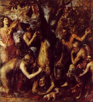 Oil titian Painting - The Flaying of Marsyas  1575-76 by Titian