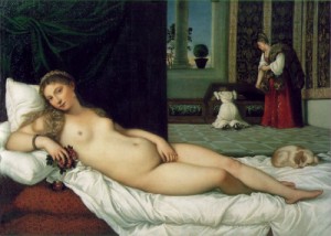 Oil titian Painting - Venus of Urbino  1538 by Titian