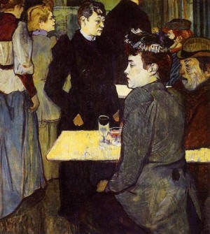 Oil the Painting - A Corner in the Moulin de la Galette 1892 by Toulouse Lautrec, Henri de