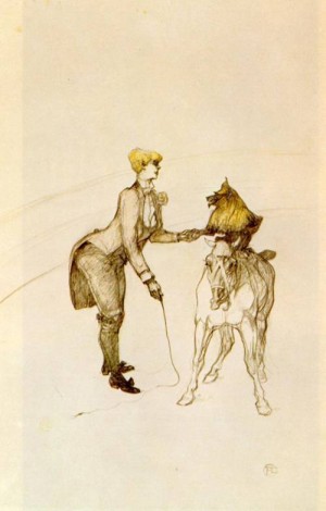 Oil toulouse lautrec, henri de Painting - At the Circut The Animal Trainer 1899 by Toulouse Lautrec, Henri de