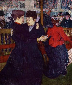Oil toulouse lautrec, henri de Painting - At the Moulin Rouge the Two Waltzers 1892 by Toulouse Lautrec, Henri de