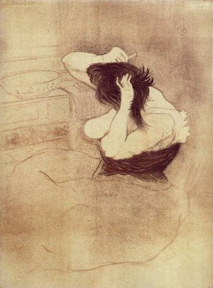 Oil woman Painting - Elles Woman Combing Her Hair 1896 by Toulouse Lautrec, Henri de