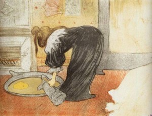 Oil woman Painting - Elles Woman with a Tub 1896 by Toulouse Lautrec, Henri de