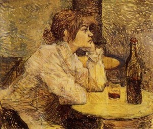 Oil toulouse lautrec, henri de Painting - Hangover (aka The Drinker) 1889 by Toulouse Lautrec, Henri de