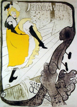 Oil toulouse lautrec, henri de Painting - Jane Avril 1893 by Toulouse Lautrec, Henri de