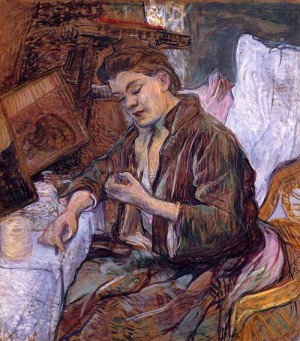 Oil toulouse lautrec, henri de Painting - La Toilette Madame Fabre 1891 by Toulouse Lautrec, Henri de