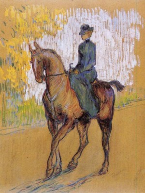 Oil toulouse lautrec, henri de Painting - Side-Saddle 1899 by Toulouse Lautrec, Henri de