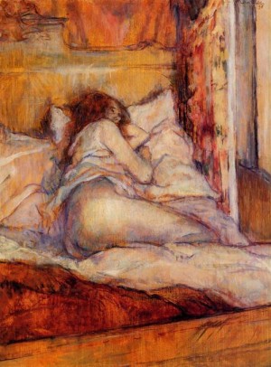 Oil toulouse lautrec, henri de Painting - The Bed 1898 by Toulouse Lautrec, Henri de