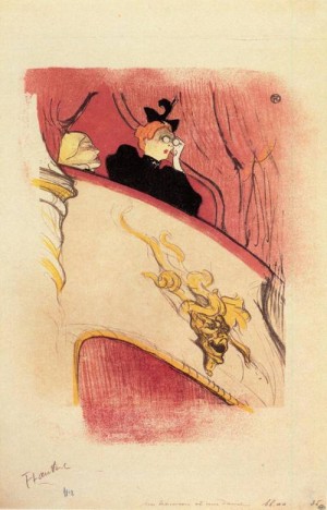 Oil toulouse lautrec, henri de Painting - The Box with the Guilded Mask 1893 by Toulouse Lautrec, Henri de