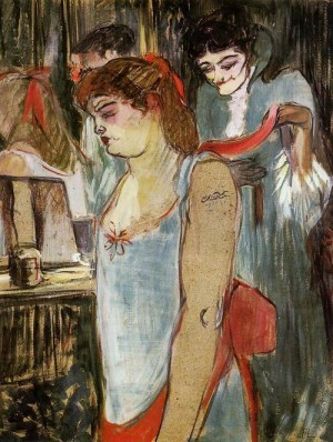 Oil toulouse lautrec, henri de Painting - The Tatooed Woman 1894 by Toulouse Lautrec, Henri de