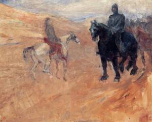 Oil toulouse lautrec, henri de Painting - Two Knights in Armor 1900 by Toulouse Lautrec, Henri de