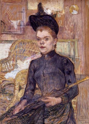 Oil woman Painting - Woman in a Black Hat Berthe la Sourde 1890 by Toulouse Lautrec, Henri de