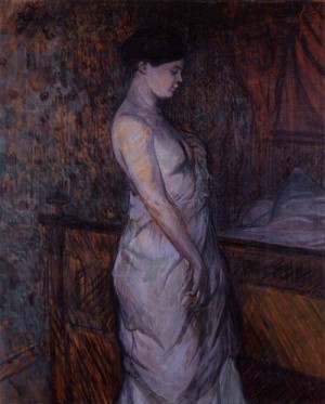  Photograph - Woman in a Chemise Standing by a Bed (aka Madame Poupoule) 1899 by Toulouse Lautrec, Henri de