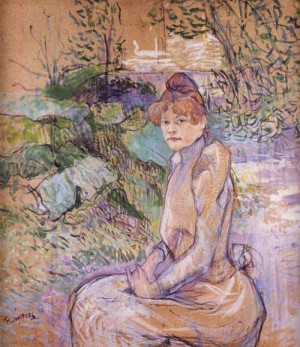 Oil woman Painting - Woman in Monsieur Forest's Garden 1891 by Toulouse Lautrec, Henri de