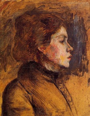 Oil toulouse lautrec, henri de Painting - Woman's Head 1899 by Toulouse Lautrec, Henri de