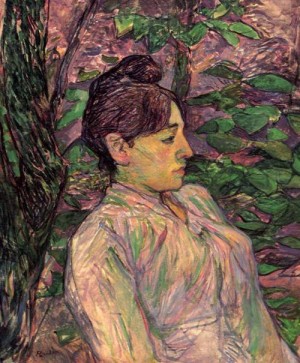 Oil garden Painting - Woman Seated in a Garden 1891 by Toulouse Lautrec, Henri de