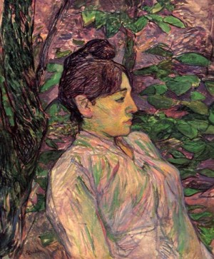 Oil woman Painting - Woman Seated in a Garden 1891 by Toulouse Lautrec, Henri de