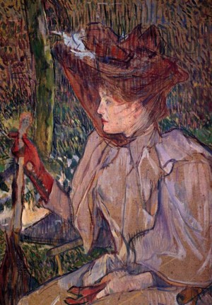 Oil woman Painting - Woman with Gloves (aka Honorine Platzer) 1890 by Toulouse Lautrec, Henri de