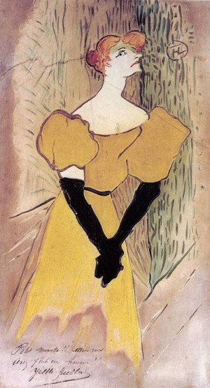 Oil toulouse lautrec, henri de Painting - Yvette Guilbert 1895 by Toulouse Lautrec, Henri de